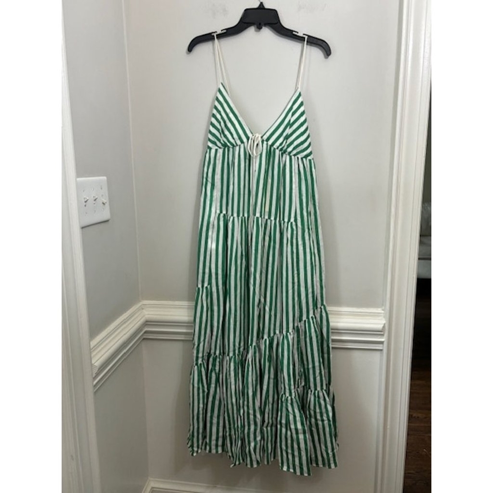 NWT La Ligne Nyc Alexis Dress Drawstring Striped Cotton Midi Womens Medium